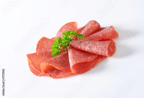 Thin salami slices