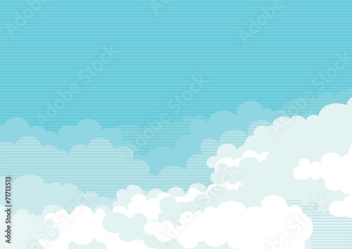 Cloudscape. Vector background of blue sky at retro style