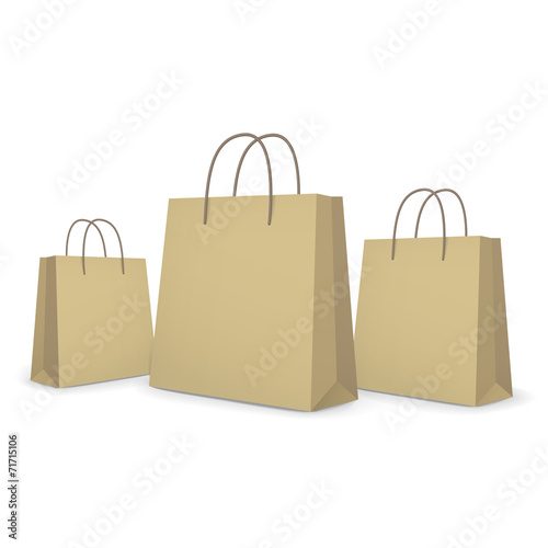 blank paper bags set in brown