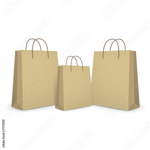 blank paper bags set in brown