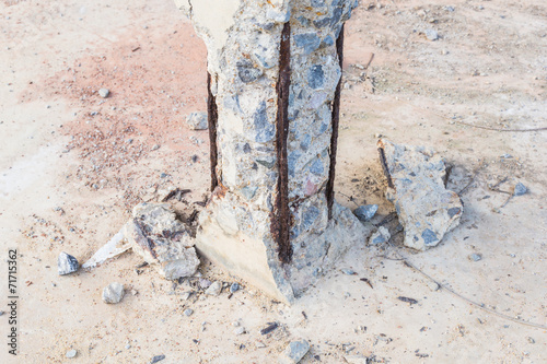 broken cement pillar