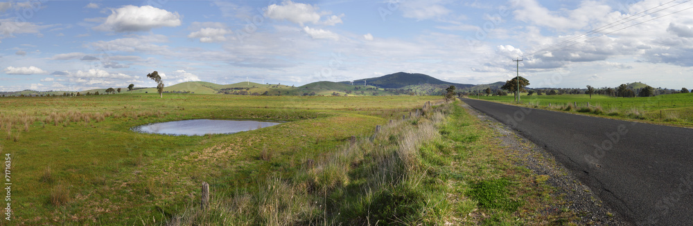 Fototapeta premium Grazing fields of Blayney and Wind Farm Landscape Panorama