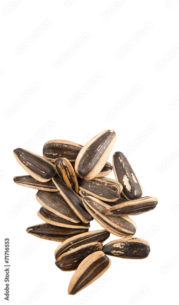 Sunflower seeds over white background Sunflower seeds over white background