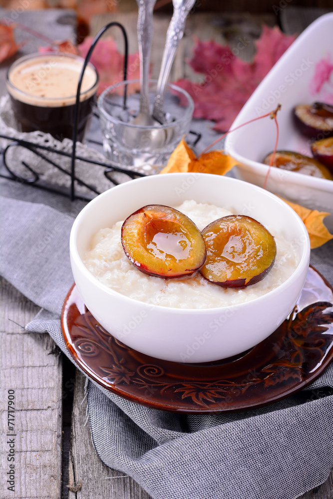 rice pudding with caramel vanilla plums rice pudding with caramel vanilla plums