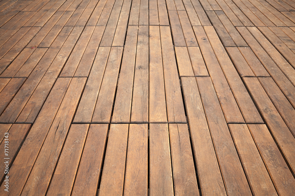 Wooden floor perspective. Detailed background photo texture
