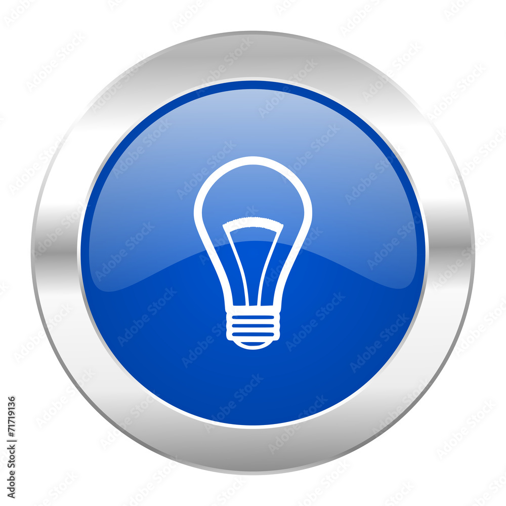 bulb blue circle chrome web icon isolated bulb blue circle chrome web icon isolated