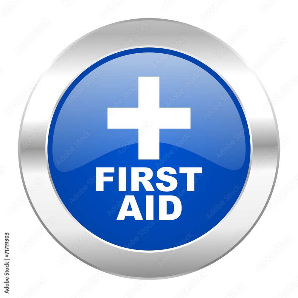 first aid blue circle chrome web icon isolated first aid blue circle chrome web icon isolated