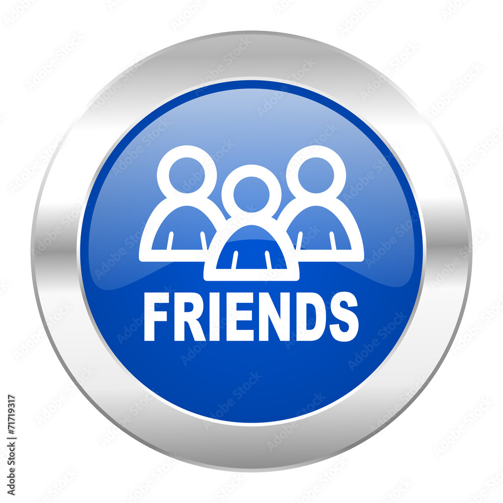 friends blue circle chrome web icon isolated friends blue circle chrome web icon isolated