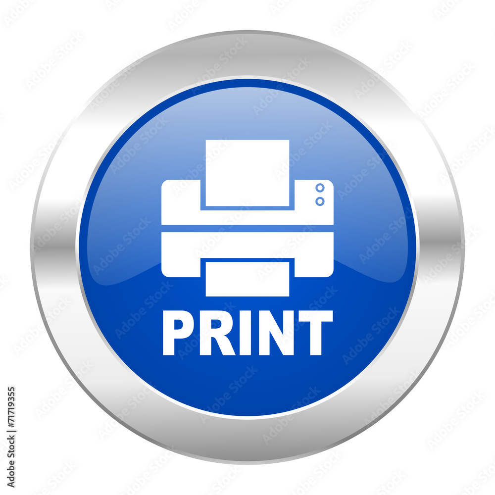 printer blue circle chrome web icon isolated printer blue circle chrome web icon isolated