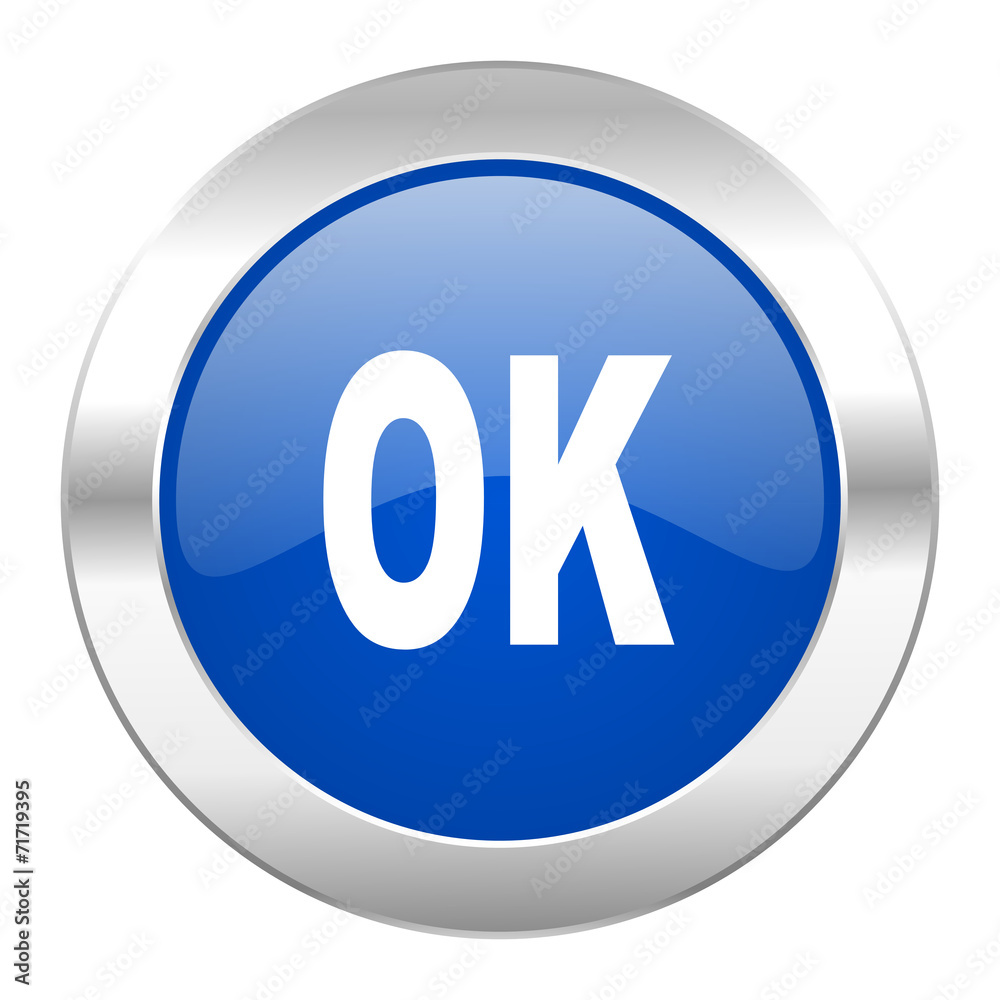 ok blue circle chrome web icon isolated ok blue circle chrome web icon isolated