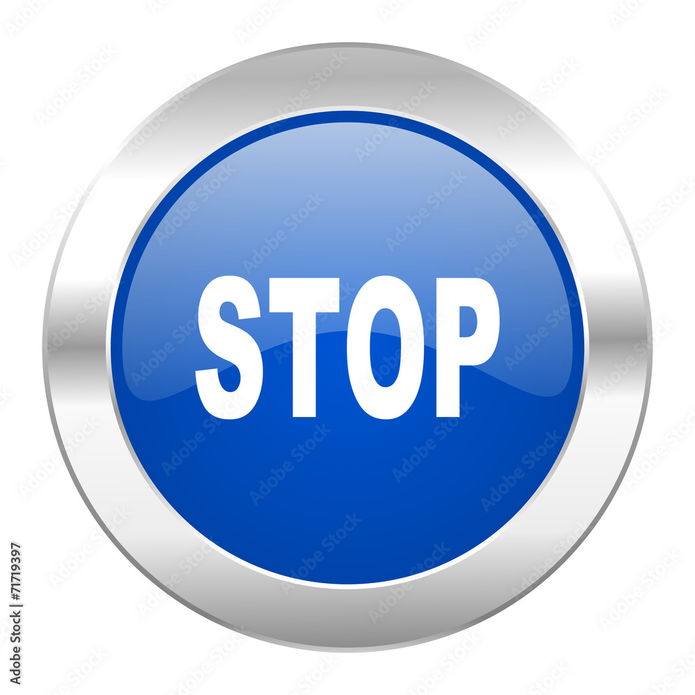 stop blue circle chrome web icon isolated stop blue circle chrome web icon isolated