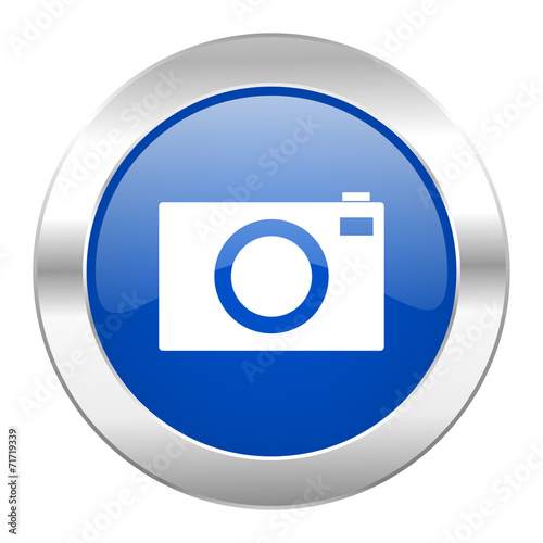 camera blue circle chrome web icon isolated