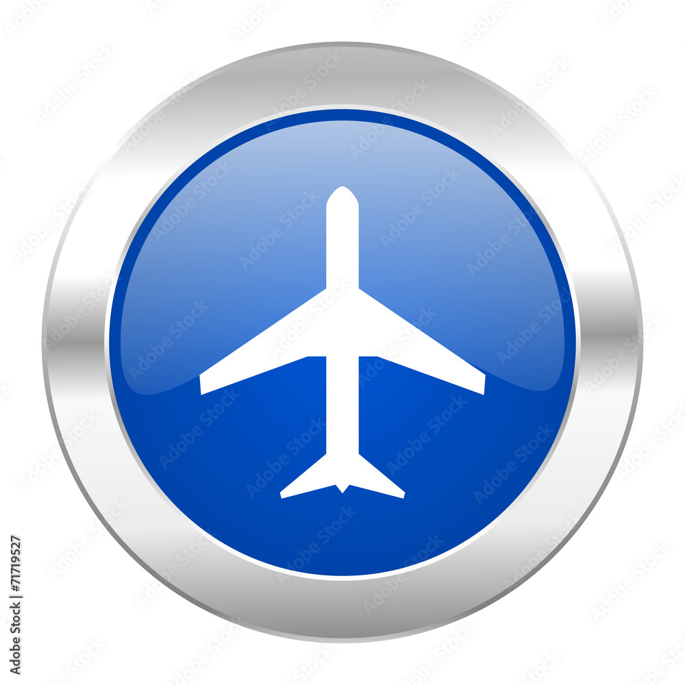 plane blue circle chrome web icon isolated