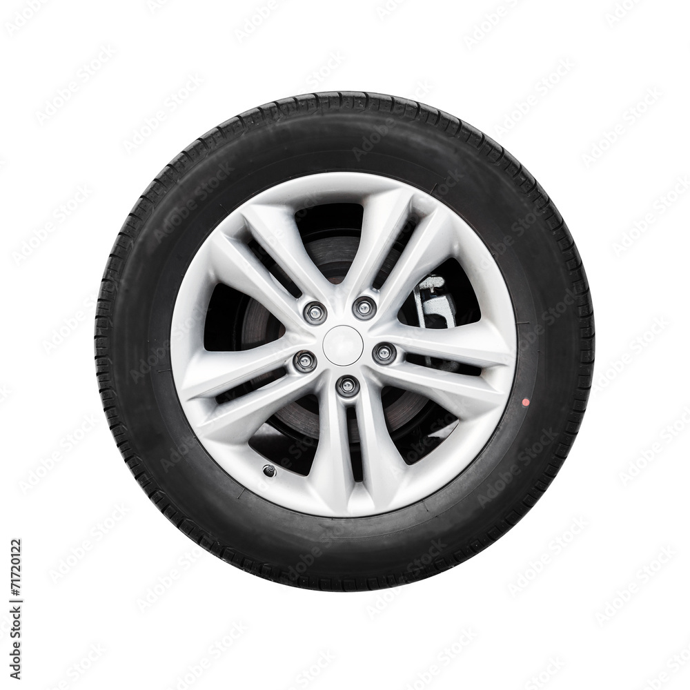 Modern automotive wheel isolated on white Modern automotive wheel isolated on white