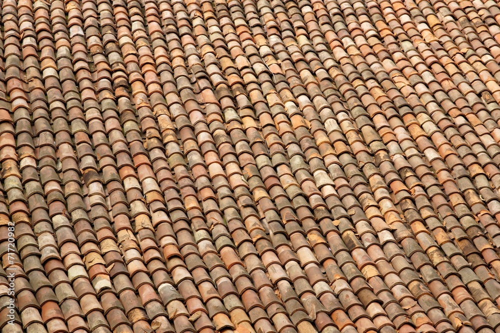 Old Tile Roof Close-up