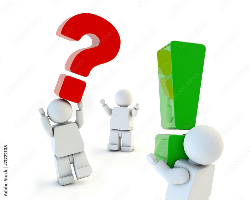 Questions and answers illustration with 3d people Questions and answers illustration with 3d people