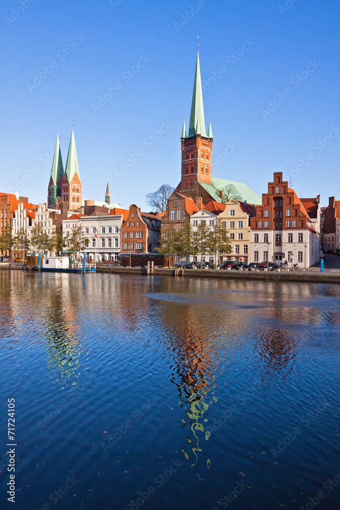 Skyline of Lubeck old town, Germany