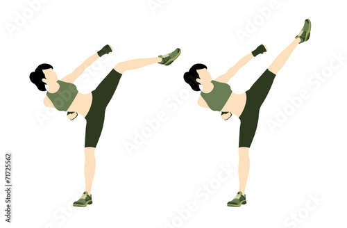 Young woman body combat and fitness