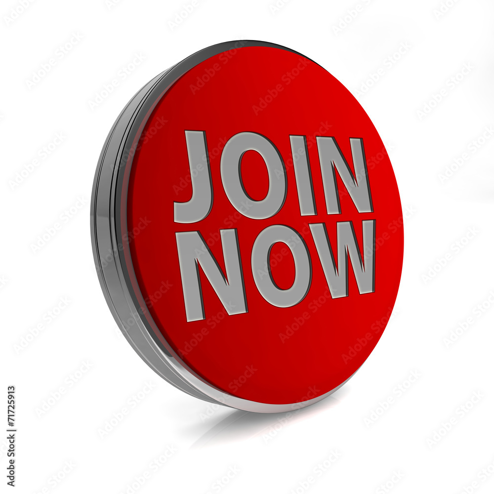Join now circular icon on white background Join now circular icon on white background