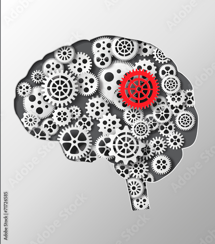 Vector illustration brain and gear.