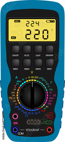 Vector illustration of a digital multimeter