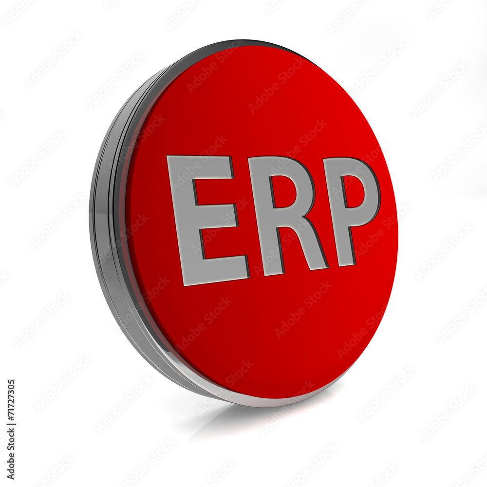 ERP circular icon on white background ERP circular icon on white background