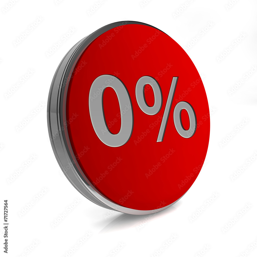 Zero percent circular icon on white background Zero percent circular icon on white background