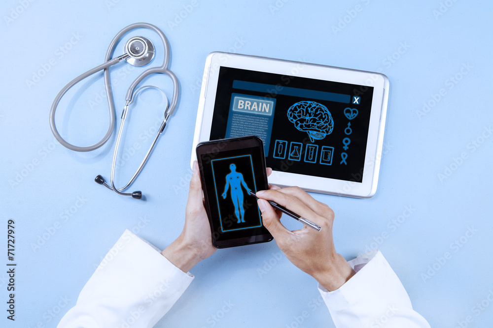 Physician with modern medical tools Physician with modern medical tools