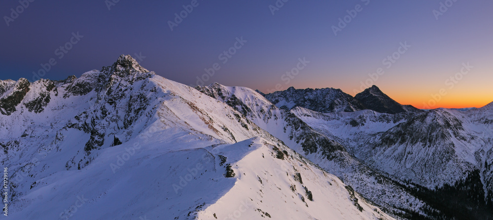 Naklejka premium Night mountain - Tatras at winter