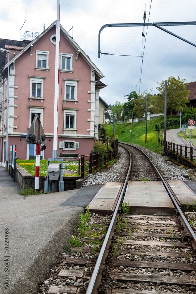 Railway crossing in Wadenswil, Switzerland