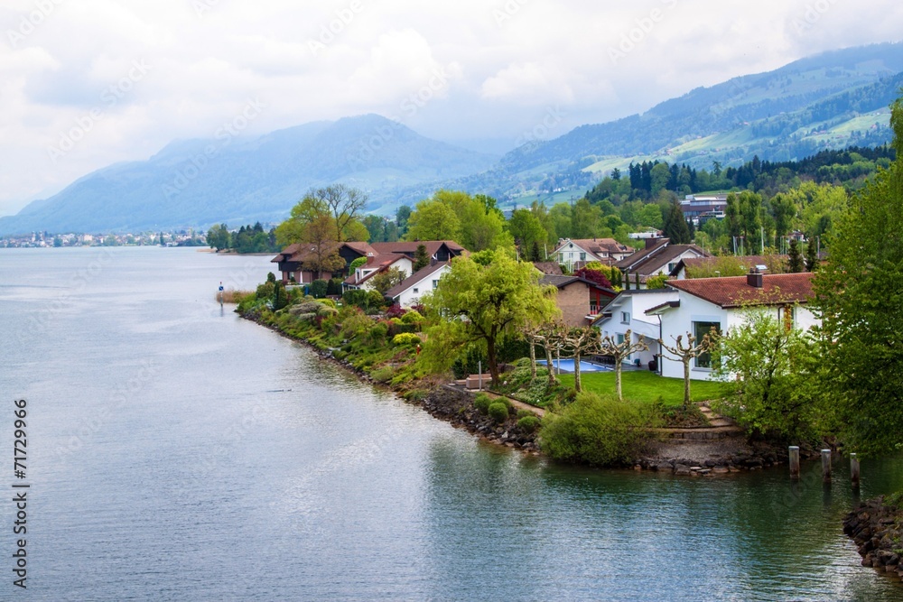 Village on the coast of Zurich lake