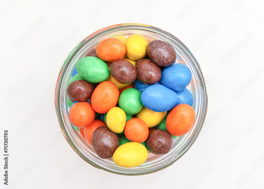 Chocolate candy in a glass jar Chocolate candy in a glass jar