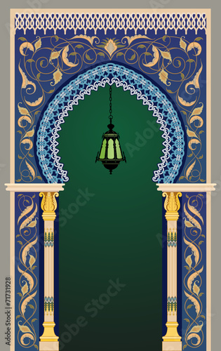 Islamic decorative arc with lantern - eps10
