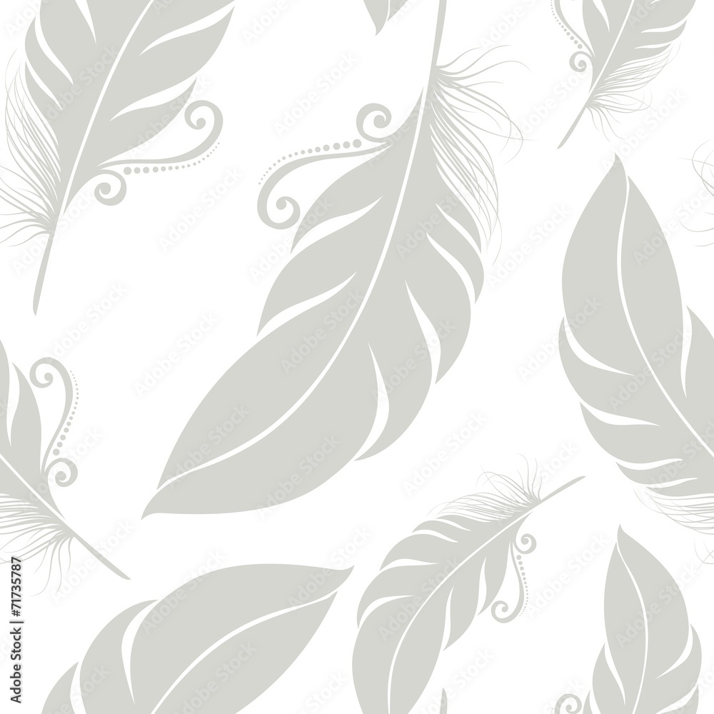 Seamless Pattern with Feathers (Vector)