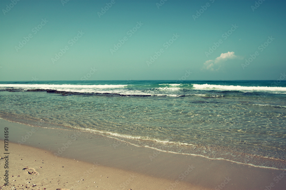 background of beach and sea waves. vintage filter