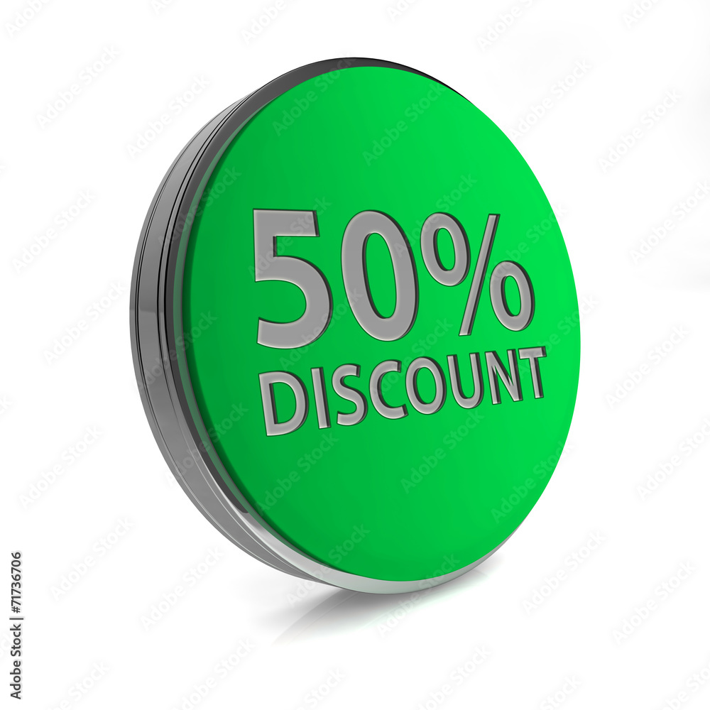 Discount 50 circular icon on white background Discount 50 circular icon on white background