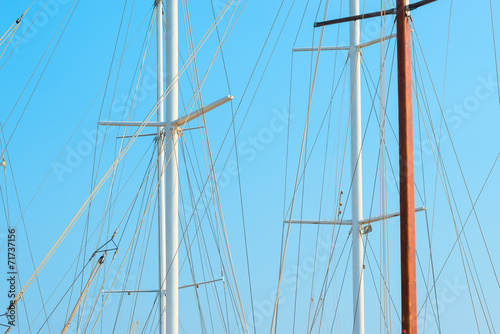 Only mast yacht and blue sky