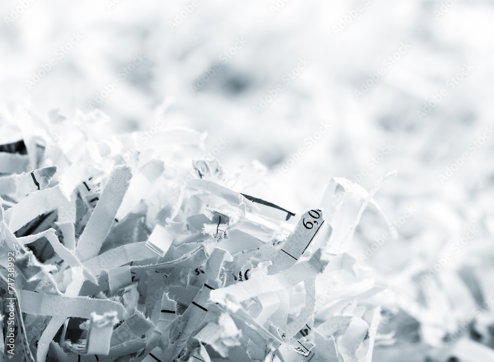 Naklejka premium Heap of white shredded papers