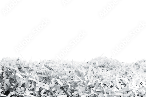 Heap of white shredded papers