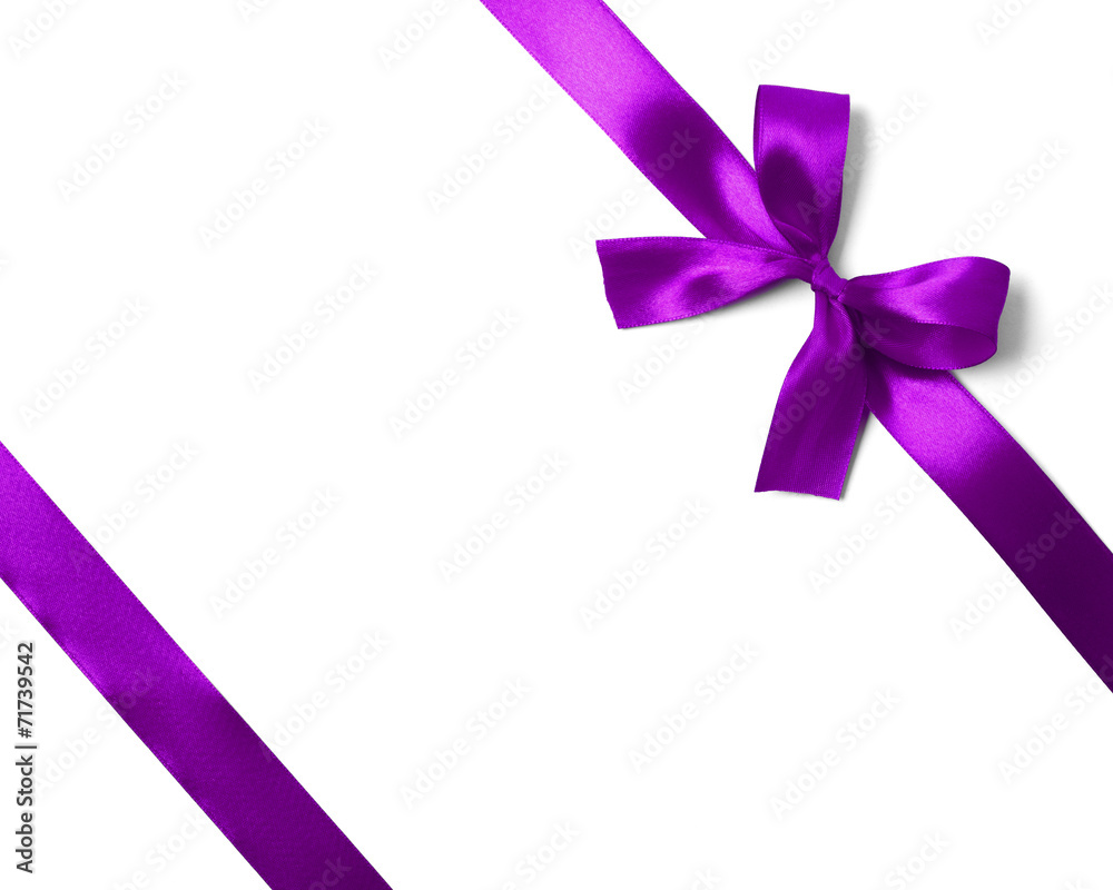 Shiny purple satin ribbon on white background Shiny purple satin ribbon on white background
