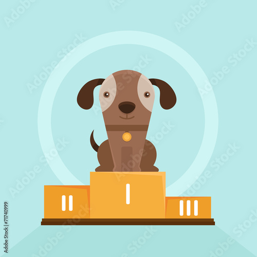 Vector funny puppy winning in a dog show