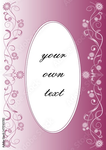 Invitation card with floral motif on purple gradient background