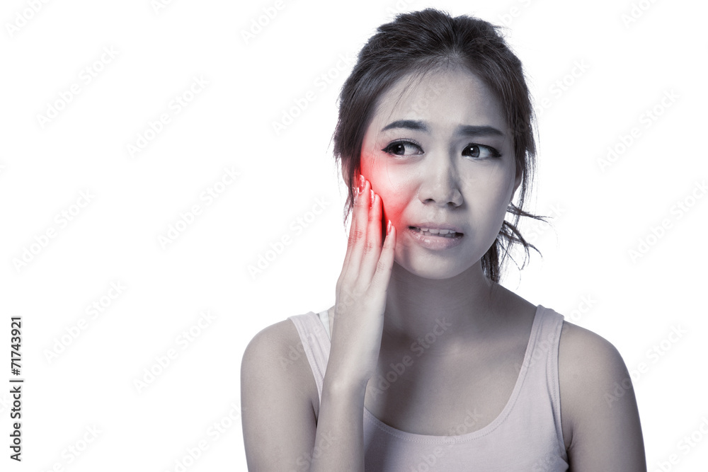 Pretty Asian girl has toothache Pretty Asian girl has toothache