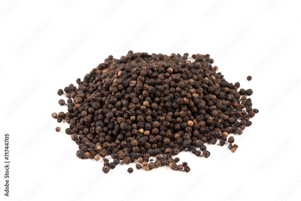 Black pepper was placed on a white background Black pepper was placed on a white background