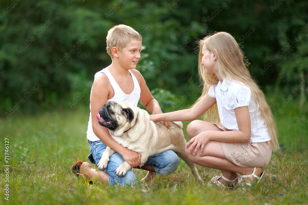 Portrait of a boy and girl in summer Portrait of a boy and girl in summer