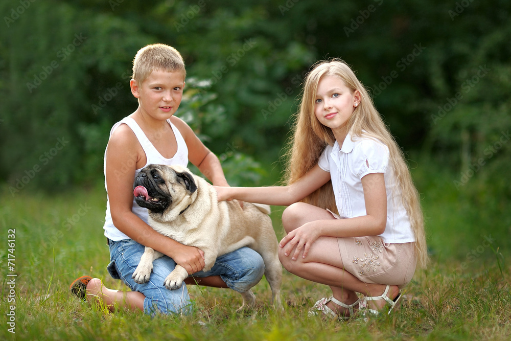 Portrait of a boy and girl in summer Portrait of a boy and girl in summer