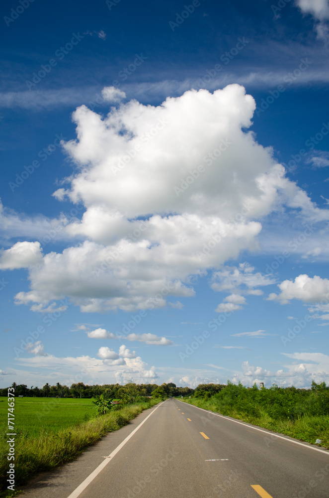 Fototapeta premium blue sky and clouds ,Green Field