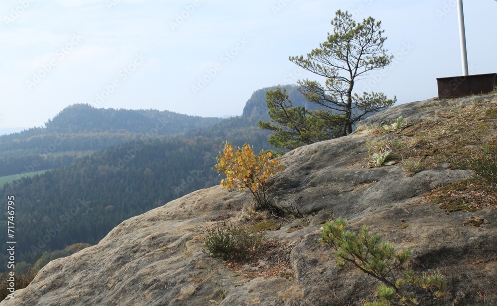 Fototapeta premium Blick vom Rauenstein zum Großen und Kleinen Bärenstein