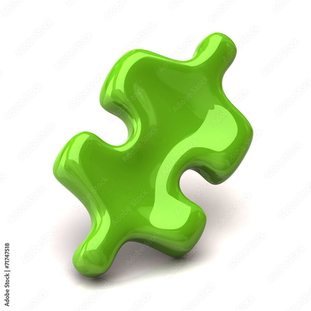 Green jigsaw piece on white background Green jigsaw piece on white background