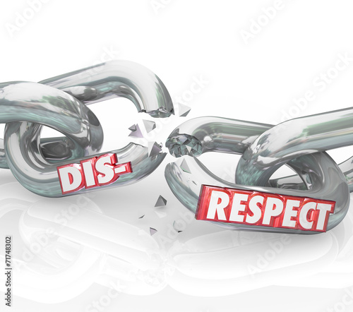 Disrespect Words 3d Chain Links Breaking Lack Respect Honor photo